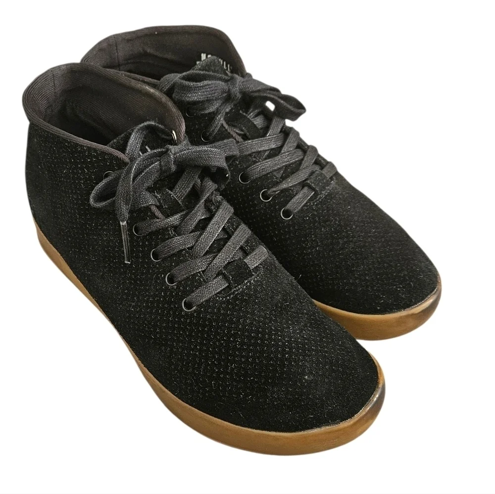 NoBull black dark gum suede mid trainer size 8.5 Women Perforated Laces